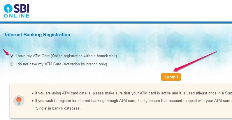SBI Net Banking New User Registration