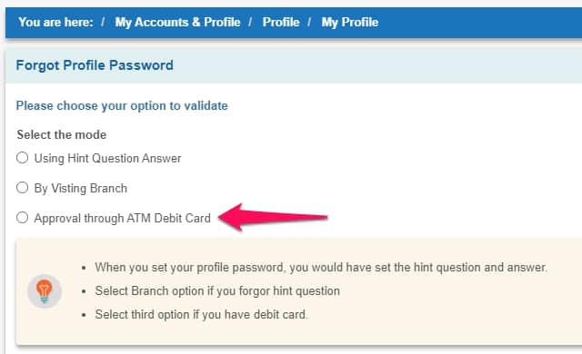 Approval through ATM Debit Card