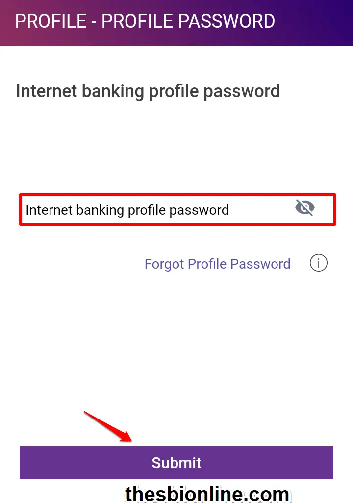 Enter Profile Password SBI YONO